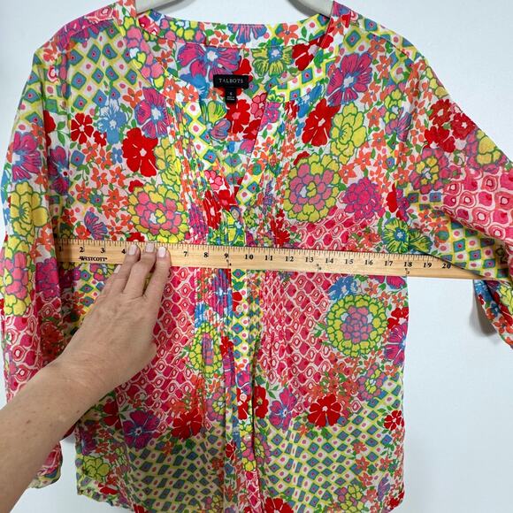 Talbots Floral Cotton Blouse Size Small - Picture 8 of 9